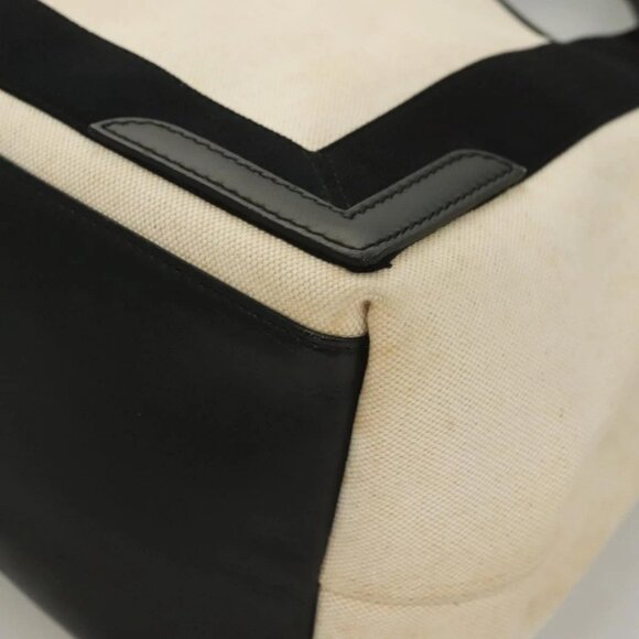 BALENCIAGA Navy Cabas S Hand Bag Canvas Black White 339933 Auth 129400 - Picture 5 of 16